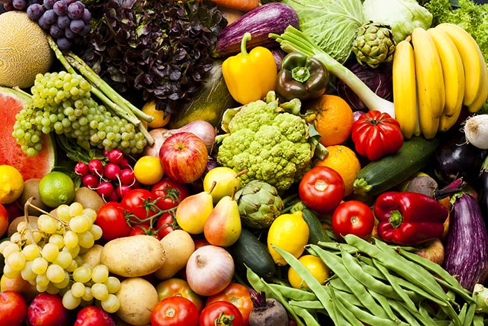 Assortment of whole foods for a healthy diet
